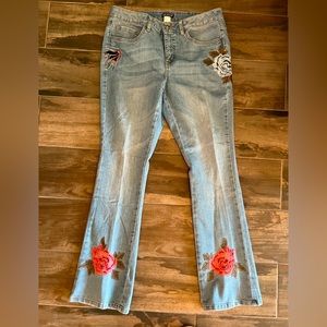 Venus Embroidered Jeans, Size 12